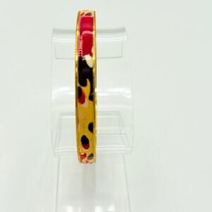 J.Crew Stackable Enamel Bangle Bracelet Red Black Cream Gold Abstract Pattern